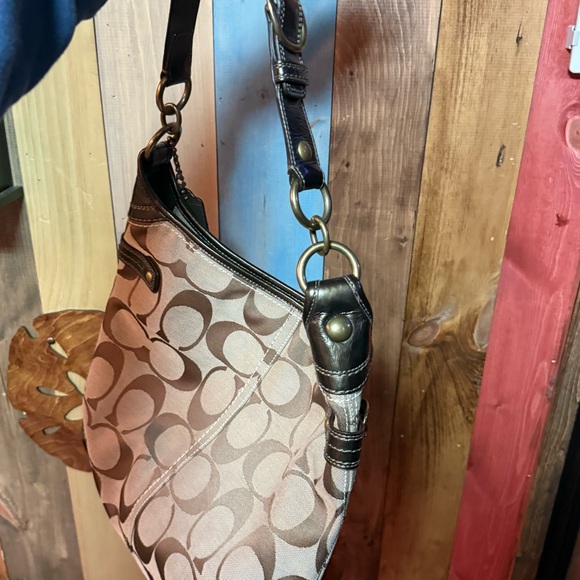 Coach Bleecker Signature Stitched Khaki Bronze Hobo Bag Rare, Gorgeous & Classic - Picture 4 of 12